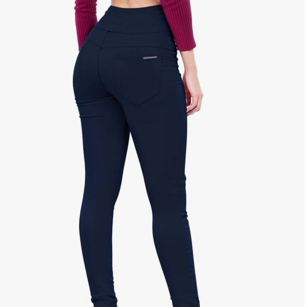Worn Only Once!Hybrid & Company Plus Size 24Tall Three-Button Booty Pants. Navy. - Picture 3 of 3